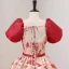 Elegant Red Printing Prom Dresses 2022 Ball Gown Square Neckline Puffy Short Sleeve Backless Sash Floor-Length / Long Prom Formal Dresses