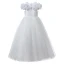 Fashion White Star Sequins Lace Butterfly Wedding Flower Girl Dresses 2023 Ball Gown Scoop Neck Short Sleeve Floor-Length / Long