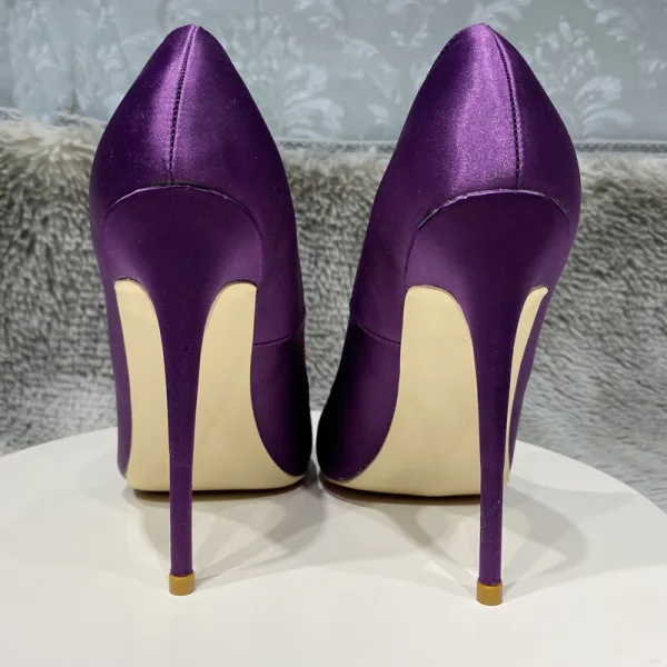 Schöne Traube Abend Satin Pumps 2022 12 cm Stilettos Spitzschuh Pumps Hochhackige