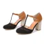 Vintage / Retro Black Street Wear Womens Sandals 2022 T-Strap 8 cm Thick Heels Round Toe Womens Shoes High Heels