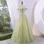 Modern / Fashion Sage Green Sequins Prom Dresses 2023 Ball Gown Off-The-Shoulder Sleeveless Backless Floor-Length / Long Prom Formal Dresses