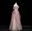 Scintillantes Haut de Gamme Rougissant Rose Faux Diamant Paillettes Robe De Soirée 2025 Princesse Bustier Sans Manches Dos Nu Longue Soirée Robe De Ceremonie