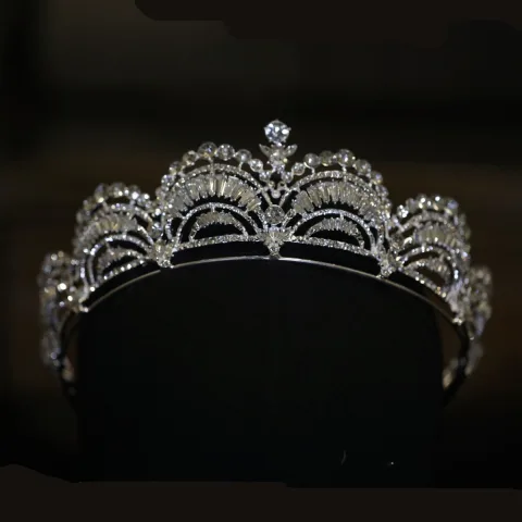 Bling Bling Argenté Faux Diamant Mariage Tiare 2022 Zircon Alliage Accessoire Cheveux Mariage
