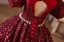 Scintillantes Bordeaux Perlage Perle Faux Diamant Paillettes Anniversaire Robe Ceremonie Fille 2024 Robe Boule Encolure Dégagée Manches Courtes Dos Nu Longue