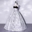 Elegant Silver Grey Printing Prom Dresses 2022 Ball Gown Strapless Sleeveless Backless Floor-Length / Long Prom Formal Dresses