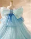 Elegant Sky Blue Beading Pearl Sequins Birthday Flower Girl Dresses 2024 Ball Gown Scoop Neck Puffy Short Sleeve Backless Sweep Train Tulle
