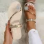 Fashion Gold Summer Beach Rhinestone Womens Sandals 2022 Open / Peep Toe Flat Sandals