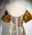 Scintillantes Doré Paillettes Fendue devant Robe De Bal 2024 Trompette / Sirène Bustier Noeud Sans Manches Dos Nu Train De Balayage Promo Robe De Ceremonie