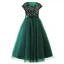 Vintage / Retro Dark Green Sequins Birthday Flower Girl Dresses 2024 Ball Gown Scoop Neck Sleeveless Bow Sash Floor-Length / Long