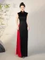 Chinese style Black Split Front Evening Party Cheongsam 2025 Trumpet / Mermaid High Neck Sleeveless Floor-Length / Long Cheongsam / Qipao