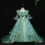 Flower Fairy Sage Green Appliques Lace Flower Birthday Flower Girl Dresses 2024 Ball Gown V-Neck Bell sleeves Court Train Flower Girl Dresses