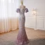 Scintillantes Lavande Paillettes Robe De Soirée 2023 Trompette / Sirène De l'épaule Manches Courtes Dos Nu Longue Soirée Robe De Ceremonie