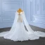 Elegant High-end White Beading Pearl Wedding Dresses 2023 Trumpet / Mermaid Scoop Neck Short Sleeve Royal Train Wedding