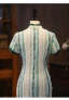 Vintage / Retro Dark Green Street Wear Tea-length Cheongsam 2024 Trumpet / Mermaid High Neck Short Sleeve