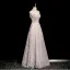 Scintillantes Rougissant Rose Perlage Faux Diamant Paillettes Robe De Bal 2025 Princesse Col Haut Sans Manches Dos Nu Longue Robe De Ceremonie