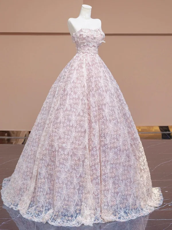 Chic / Belle Rougissant Rose Appliques Paillettes Robe De Bal 2024 Robe Boule Bustier Sans Manches Dos Nu Longue Promo Robe De Ceremonie