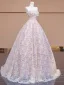 Chic / Belle Rougissant Rose Appliques Paillettes Robe De Bal 2024 Robe Boule Bustier Sans Manches Dos Nu Longue Promo Robe De Ceremonie