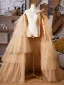 Fashion Champagne Cascading Ruffles Handmade  Prom shawl 2025