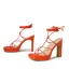Sexy Orange Street Wear Womens Sandals 2022 X-Strap 11 cm Thick Heels Open / Peep Toe Sandals High Heels