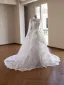 Luxury / Gorgeous White Handmade  Beading Pearl Lace Flower Sequins Wedding Dresses 2026 Ball Gown High Neck Long Sleeve Chapel Train