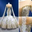 Luxury / Gorgeous High-end Gold Beading Rhinestone Sequins Wedding Dresses 2022 Trumpet / Mermaid Scoop Neck Long Sleeve Floor-Length / Long Wedding