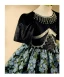 Vintage / Retro Black Rhinestone Floral Birthday Flower Girl Dresses 2024 Ball Gown Scoop Neck Short Sleeve Floor-Length / Long