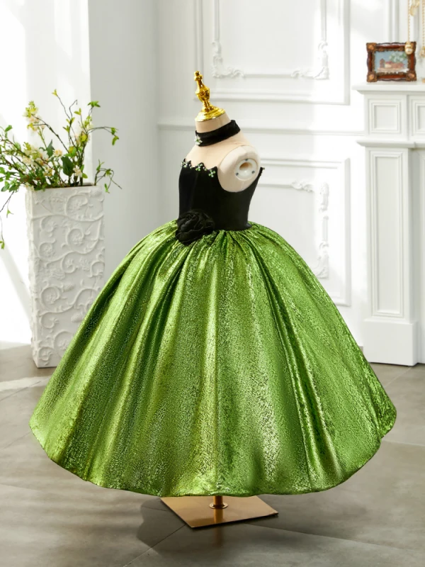 Chic / Beautiful Green Rhinestone Birthday Flower Girl Dresses 2024 Ball Gown Strapless Sleeveless Floor-Length / Long