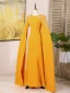 Vintage / Retro Yellow Rhinestone Prom Dresses 2024 Trumpet / Mermaid Scoop Neck Long Sleeve Floor-Length / Long Formal Dresses