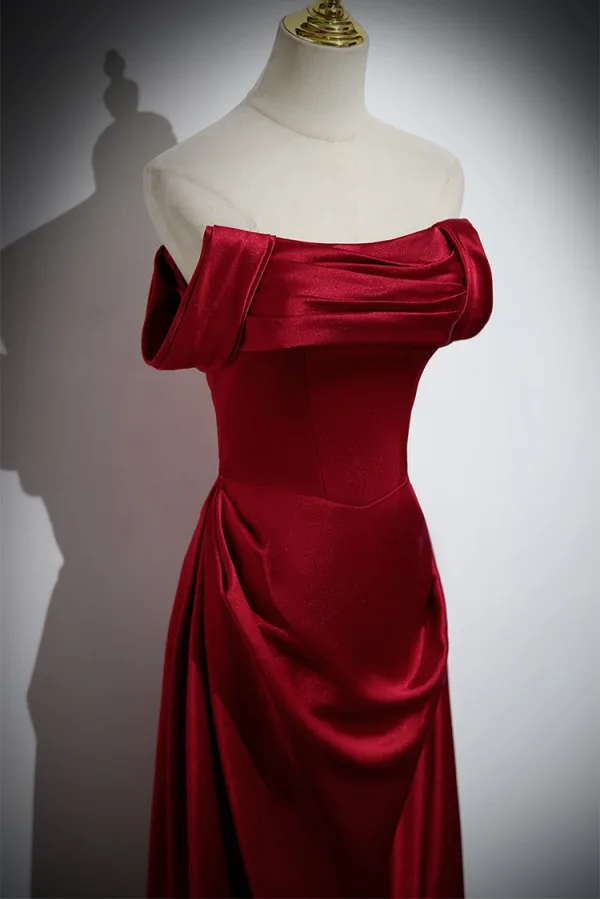 Chic / Beautiful Burgundy Prom Dresses 2024 A-Line / Princess Strapless Sleeveless Backless Floor-Length / Long Prom Formal Dresses