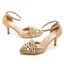 Charmant Bling Bling Doré Perle Faux Diamant Chaussure De Mariée 2023 Bride Cheville 7 cm Talons Aiguilles À Bout Pointu Mariage Talons Hauts