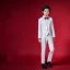 Fashion Black 6-piece Wedding Prom Boys Wedding Suits 2023 Coat Girdle Pants Shirt Tie Vest
