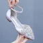 Chic / Beautiful Dark Green Rhinestone Prom Flat Womens Shoes Womens Sandals 2024 Ankle Strap Pointed Toe Sandals