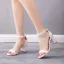 Schöne Weiß Perle Spitze Blumen Sandalen Damen 2023 Knöchelriemen 9 cm Thick Heels Peeptoes Hochzeit Sandaletten Hochhackige