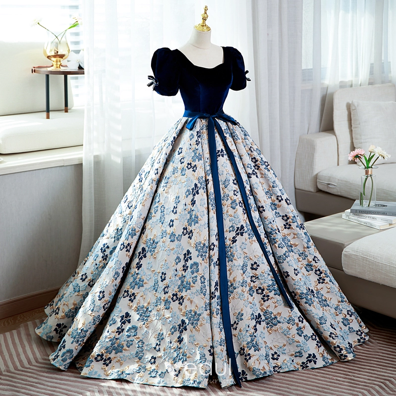 Royal Navy tulle gown with detachable sleeve ➤➤ Milla Dresses - USA,  Worldwide delivery