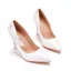 Blanche Élégant Faux Diamant En Dentelle Fleur Chaussure De Mariée 2022 9 cm Talons Aiguilles À Bout Pointu Mariage Escarpins Talons Hauts