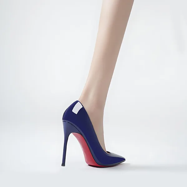Fashion Navy Blue Evening Party Leather Pumps 2026 Patent Leather 12 cm Stiletto Heels Pointed Toe Pumps High Heels