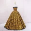 Vintage / Retro Black Gold Printing Prom Dresses 2023 Ball Gown Satin Strapless Sleeveless Backless Floor-Length / Long Prom Formal Dresses
