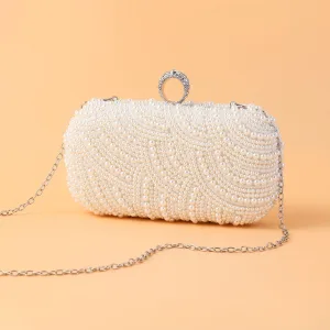 Mode Ivory Creme Perle Strass Ball Clutch Tasche 2023