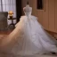 Charmant Blanche Perlage Perle Paillettes En Dentelle Fleur Volants en Cascade Légère Robe De Mariée 2024 Robe Boule Bretelles Spaghetti Sans Manches Dos Nu