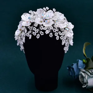 Elegant Hvit Perle Rhinestone Blomst Legering Bryllup Har Tilbehor 2024