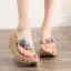 Fashion Black Street Wear Beach Summer Womens Sandals 2023 Appliques 7 cm Wedges Open / Peep Toe Sandals High Heels