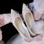 Bling Bling Champagne Perlage Paillettes Chaussure De Mariée 2023 Cuir 3 cm Talons Aiguilles Talon Bas À Bout Pointu Mariage Escarpins Talons Hauts