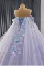 Haut de Gamme Bleu Ciel En Dentelle Papillon Perlage Paillettes Appliques Robe De Bal 2025 Robe Boule De l'épaule Manches Courtes Dos Nu Royal Train Tulle Robe De Ceremonie