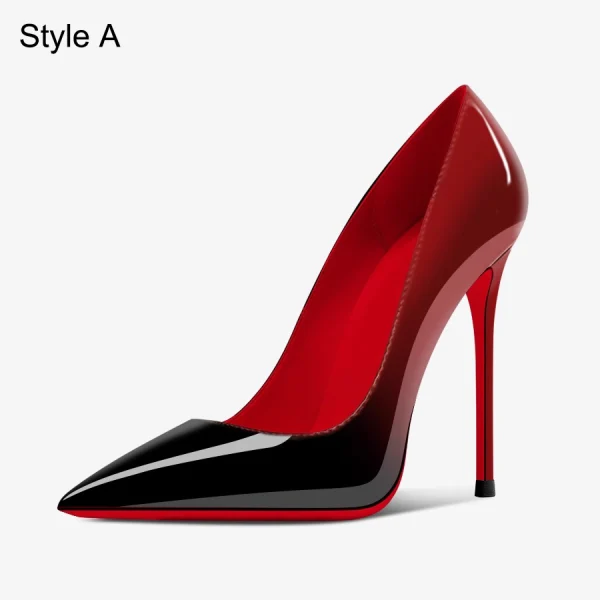 Sexy Red Gradient-Color Evening Party Pumps 2023 Patent Leather 12 cm Stiletto Heels Pointed Toe Pumps High Heels