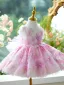 Flower Fairy Blushing Pink Beading Pearl Appliques Short Flower Girl Dresses 2024 Birthday Ball Gown Scoop Neck Sleeveless Backless Bow