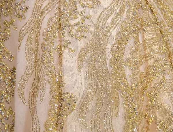 Scintillantes Sexy Doré Glitter Paillettes Faux Diamant Robe De Bal 2025 Princesse Bustier Sans Manches Dos Nu Train De Balayage Robe De Ceremonie