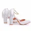 Chic / Belle Blanche Faux Diamant Bride Cheville Chaussure De Mariée 2024 9 cm Talons Épais À Bout Pointu Mariage Talons Hauts