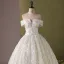 Flower Fairy Multi-Colors Appliques Sequins Ivory Prom Dresses 2024 Ball Gown Off-The-Shoulder Sleeveless Backless Floor-Length / Long Prom Formal Dresses