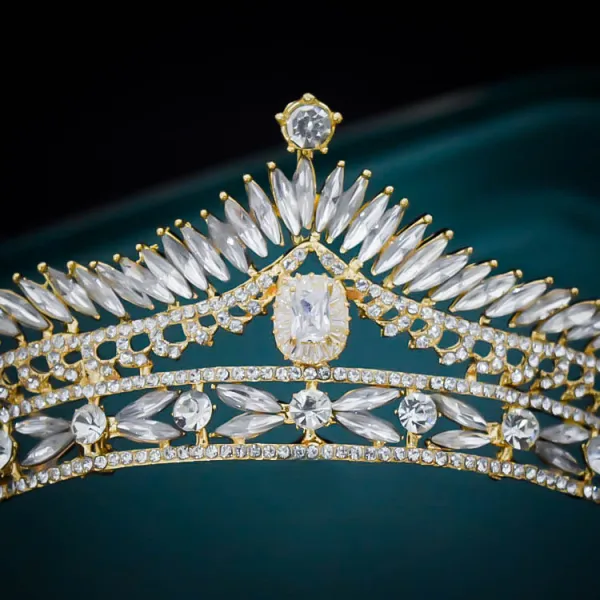 Vintage / Originale Doré Faux Diamant Alliage Mariage Tiare 2022 Accessoire Cheveux Mariage