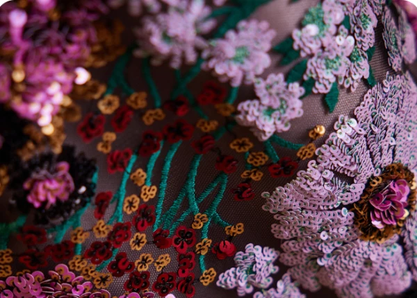 Fantaisie Lilas Paillettes En Dentelle Fleur Robe De Soirée 2024 Trompette / Sirène Bustier Gonflée Manches Courtes Dos Nu Longue Soirée Robe De Ceremonie